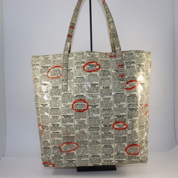 kate spade Handbags - Kate Spade Classifieds Newspaper Print Large Tote Bag Red Lining